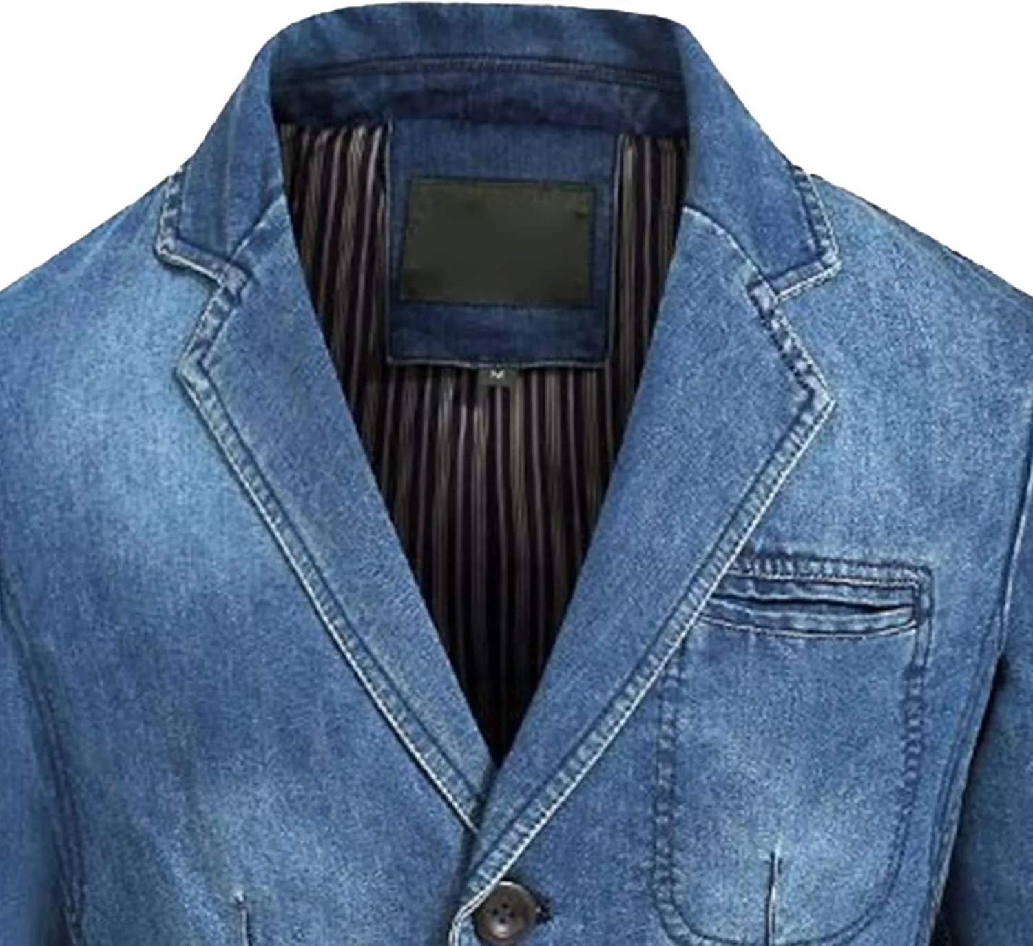 JEKE-DG Men's Blazer Collar Casual Denim Jacket Button Down Trucker Jean Jacket Classic Slim Fit Suit Jackets