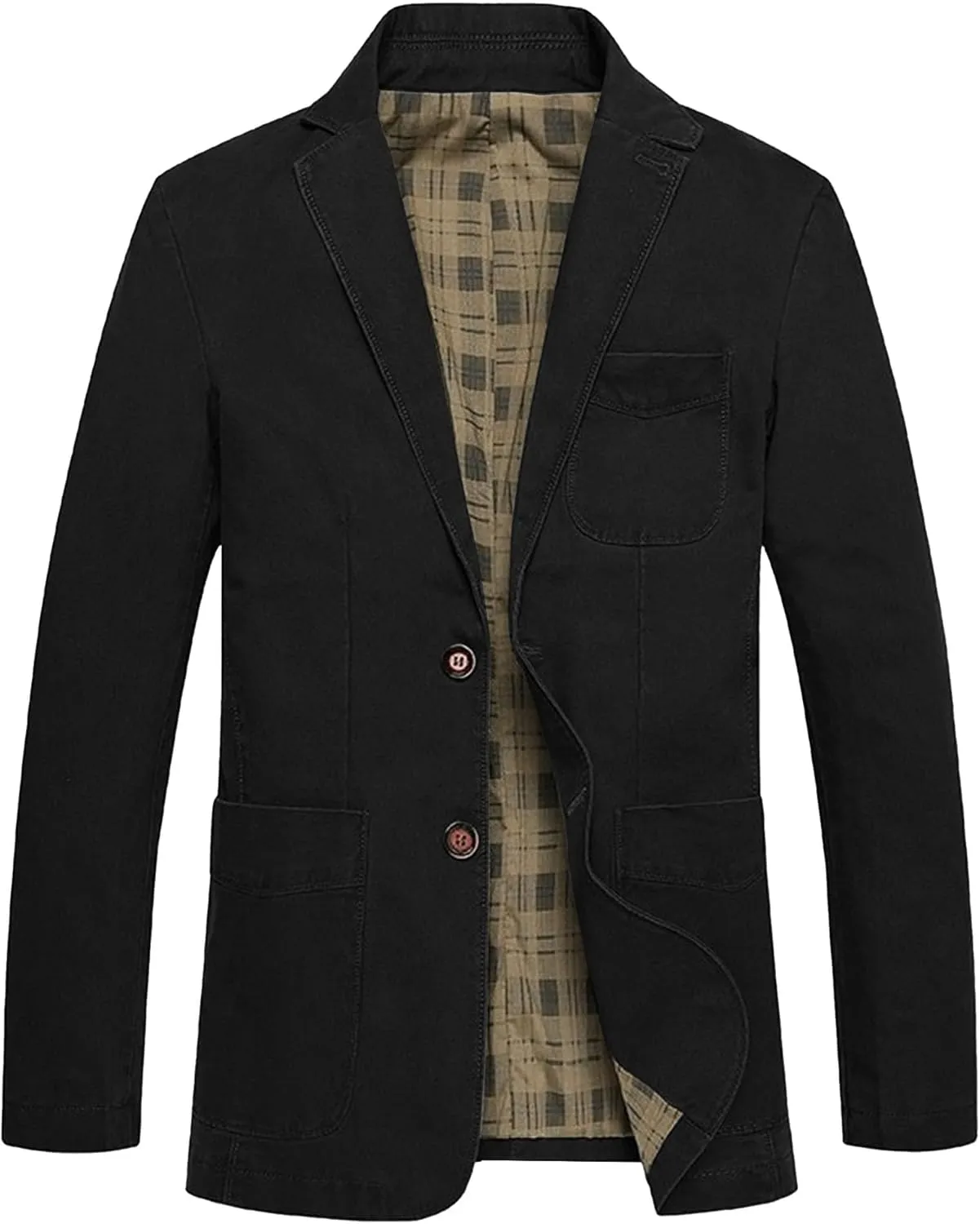 JEKE-DG Men's Blazer Collar Casual Denim Jacket Button Down Trucker Jean Jacket Classic Slim Fit Suit Jackets