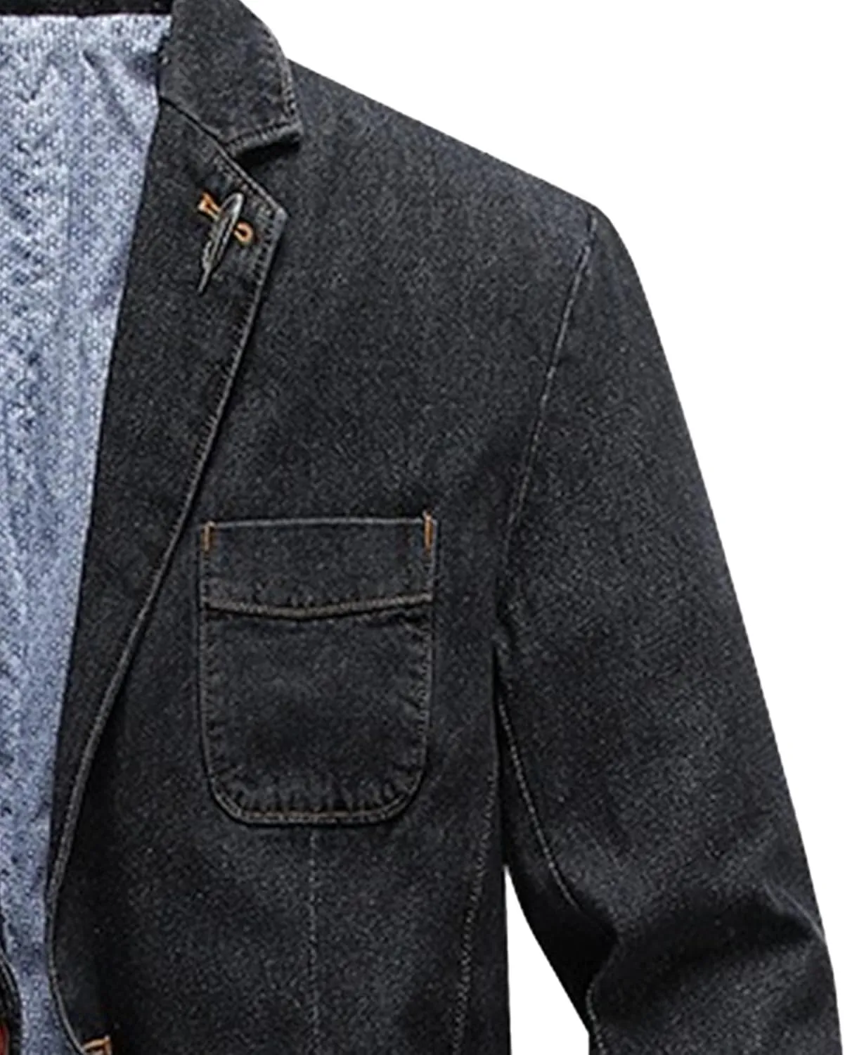 JEKE-DG Men's Blazer Collar Casual Denim Jacket Button Down Trucker Jean Jacket Classic Slim Fit Suit Jackets