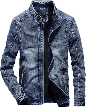 JEKE-DG Men's Slim Fit Classic Trucker Jean Jacket Vintage Full Zip Denim Jacket Casual Fashion Work Jacket Coat