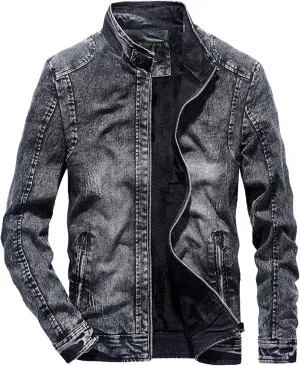 JEKE-DG Men's Slim Fit Classic Trucker Jean Jacket Vintage Full Zip Denim Jacket Casual Fashion Work Jacket Coat