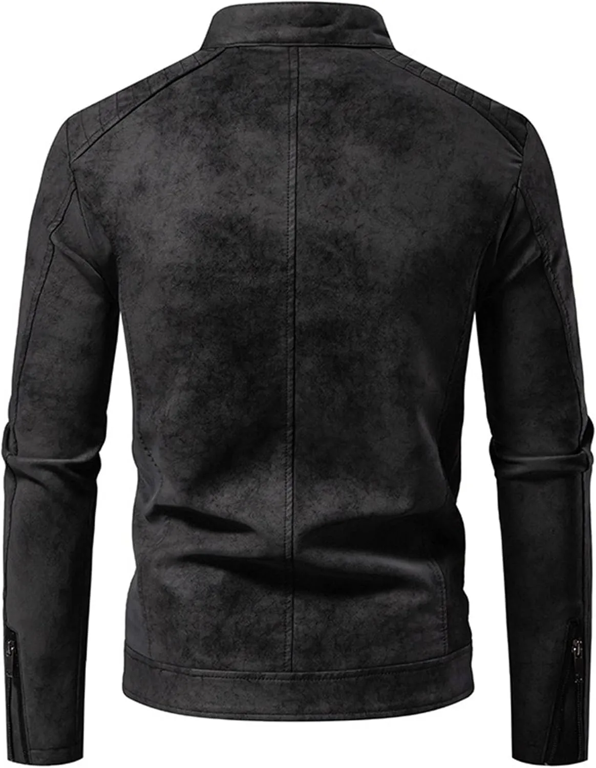 JEKE-DG Men's Stand Collar Vintage Casual Jean Jacket Slim Fit Lined Trucker Denim Jacket Full Zip Classic Biker Jackets