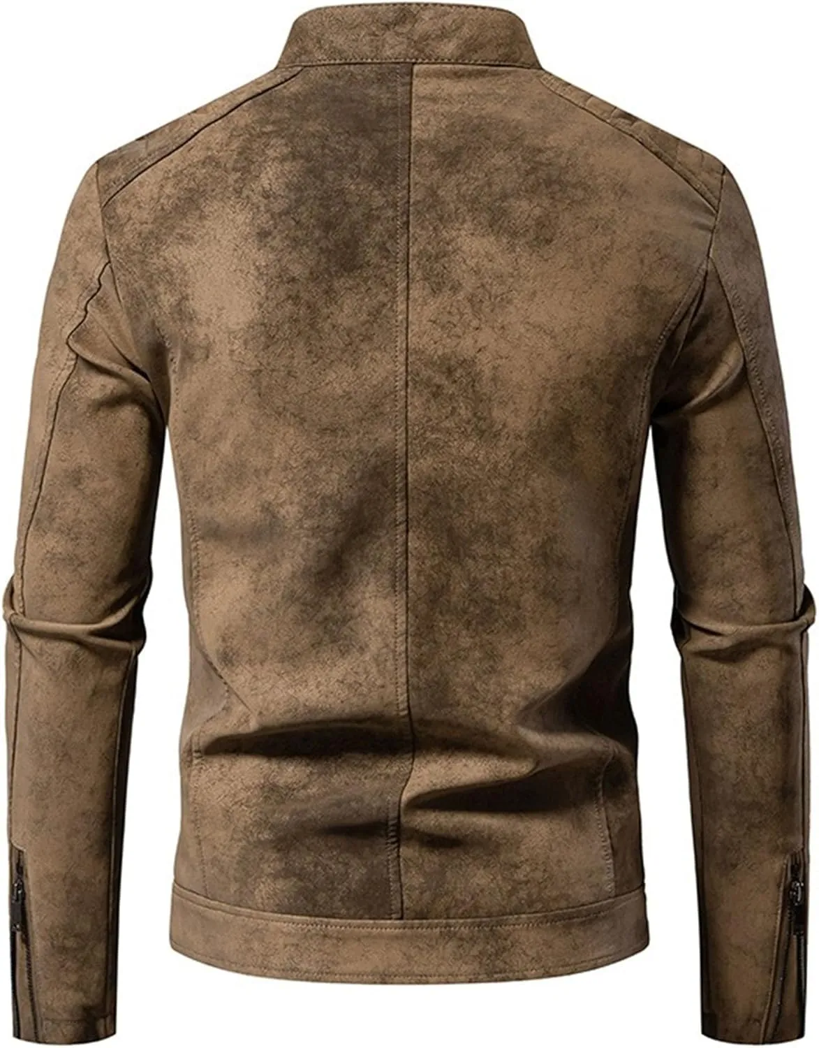 JEKE-DG Men's Stand Collar Vintage Casual Jean Jacket Slim Fit Lined Trucker Denim Jacket Full Zip Classic Biker Jackets