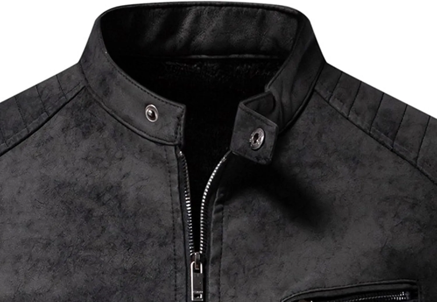 JEKE-DG Men's Stand Collar Vintage Casual Jean Jacket Slim Fit Lined Trucker Denim Jacket Full Zip Classic Biker Jackets