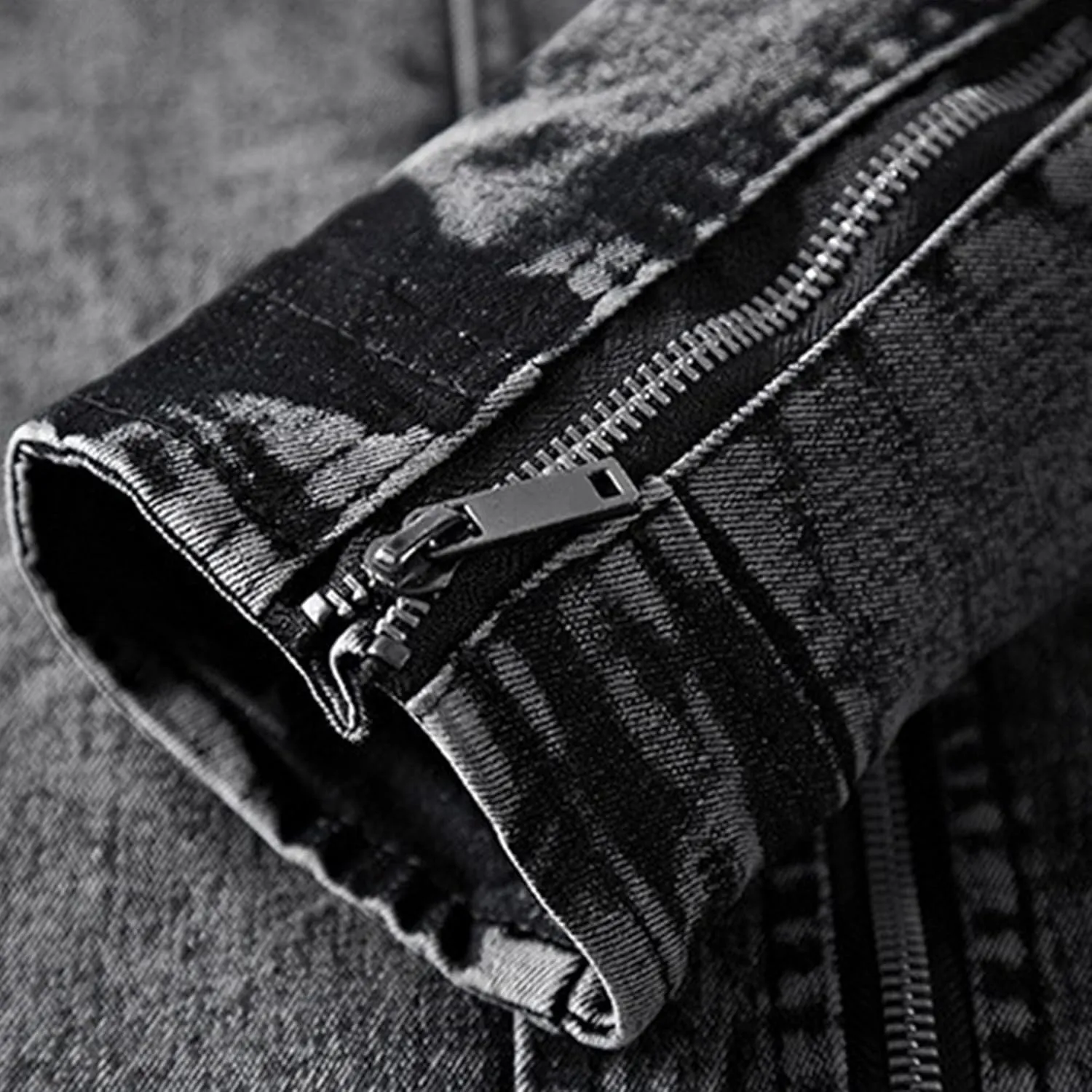 JEKE-DG Men's Stand Collar Vintage Casual Jean Jacket Slim Fit Lined Trucker Denim Jacket Full Zip Classic Biker Jackets