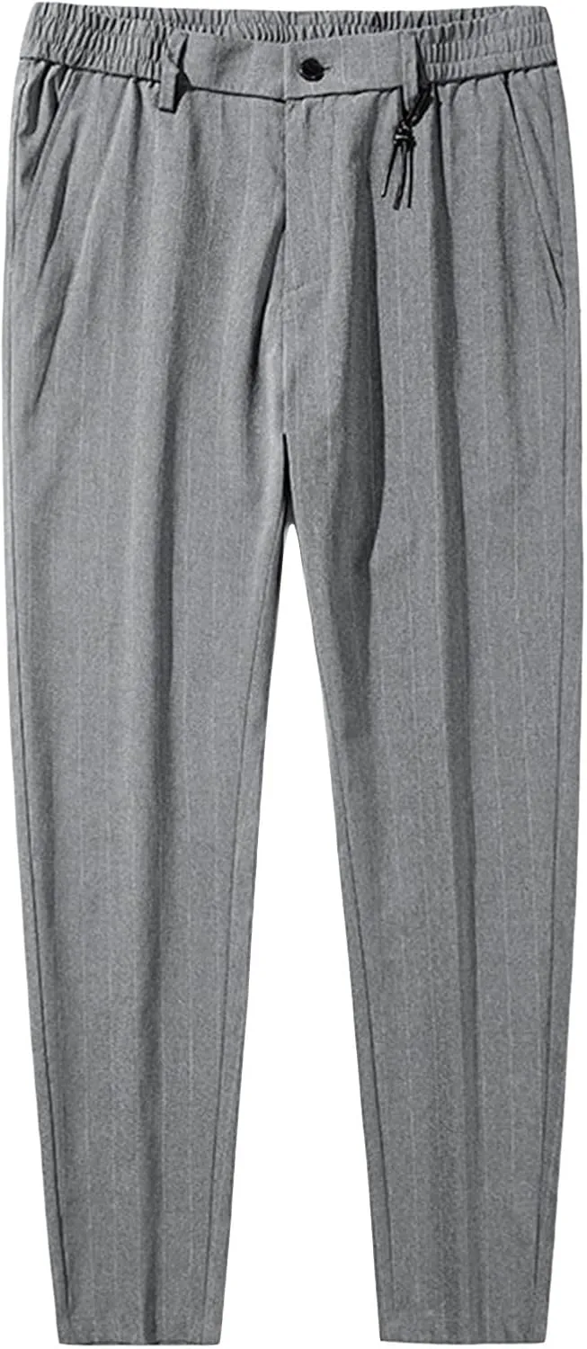 JEShifangjiusu Men's Skinny-Fit Wrinkle-Free Comfort Pants Stretch Chino Pant Trousers Dress Pants Slim Fit Skinny Suit Pants (33,Grey), Grey, 33