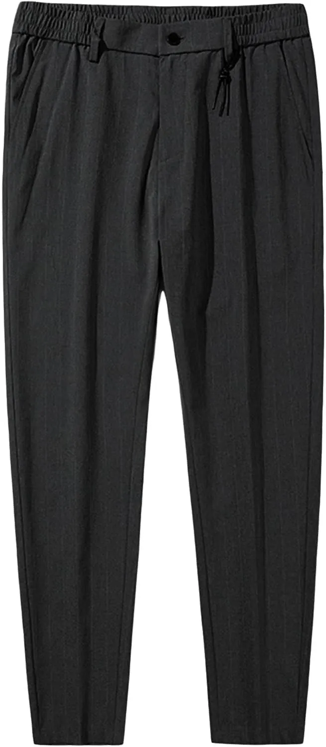 JEShifangjiusu Men's Skinny-Fit Wrinkle-Free Comfort Pants Stretch Chino Pant Trousers Dress Pants Slim Fit Skinny Suit Pants (36,Black), Black, 36