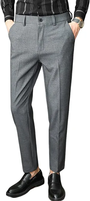 JEShifangjiusu Men's Skinny Stretchy Khaki Pants Slim Fit Slacks Tapered Trousers Wrinkle-Free Comfort Dress Chino Pant (29,Dark Grey), Dark Grey, 29