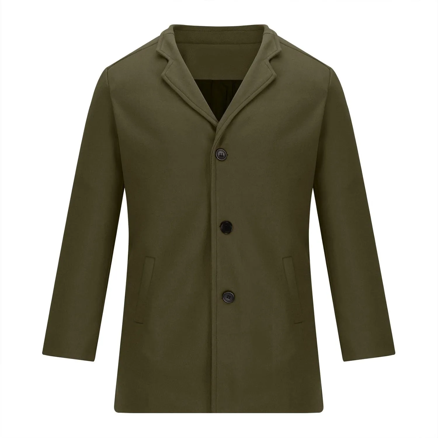 Juejuezi Men's Casual Trench Coat Classic Notched Collar Long Jackets Slim Fit Double Breasted Windbreaker with Pockets