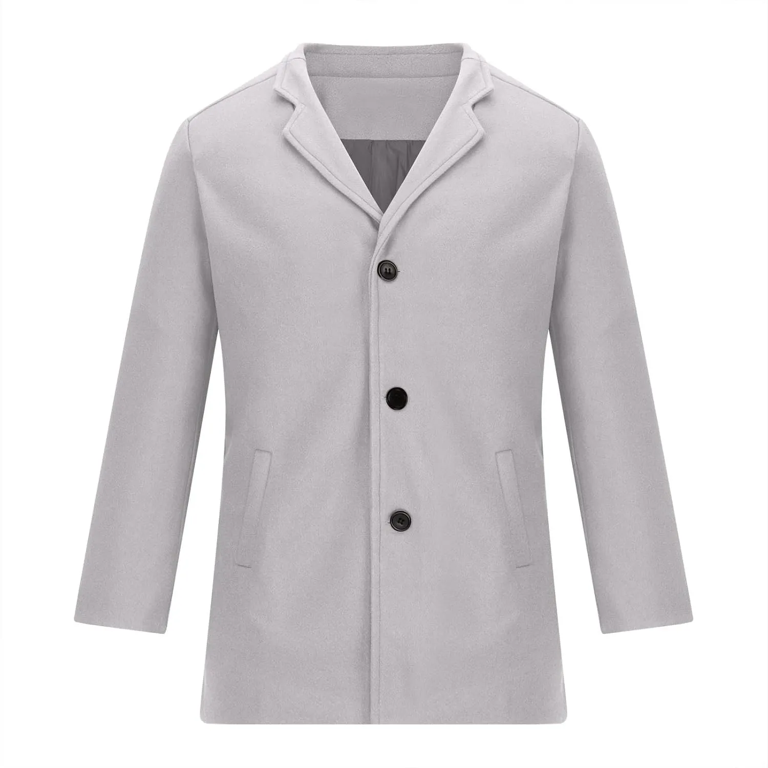 Juejuezi Men's Casual Trench Coat Classic Notched Collar Long Jackets Slim Fit Double Breasted Windbreaker with Pockets
