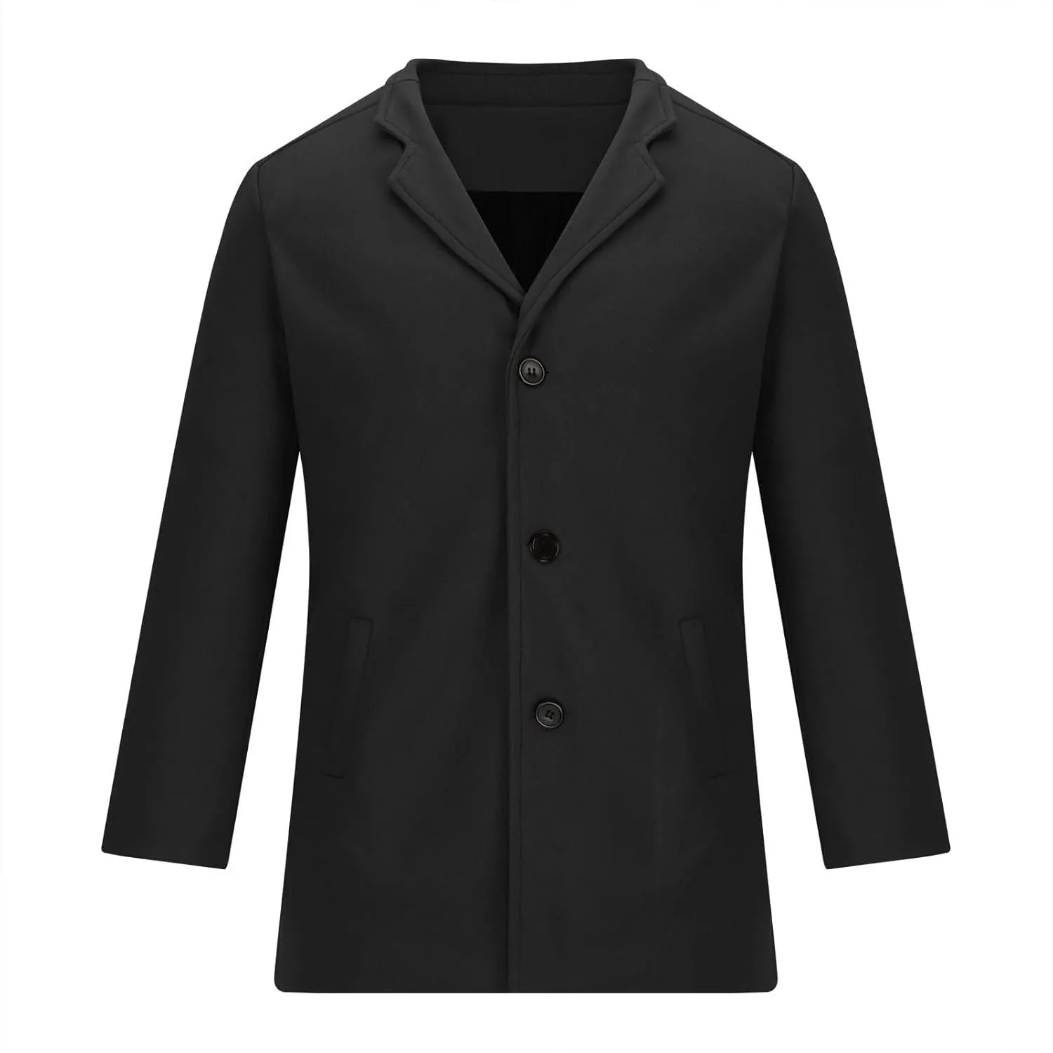 Juejuezi Men's Casual Trench Coat Classic Notched Collar Long Jackets Slim Fit Double Breasted Windbreaker with Pockets