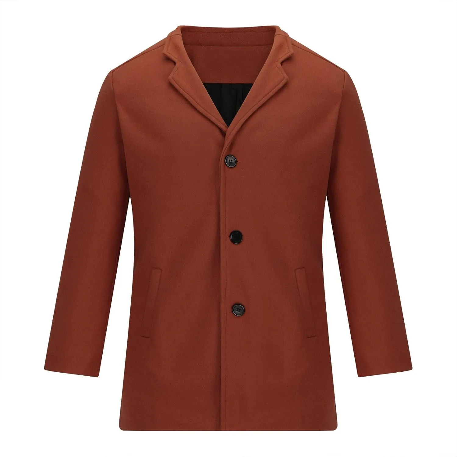 Juejuezi Men's Casual Trench Coat Classic Notched Collar Long Jackets Slim Fit Double Breasted Windbreaker with Pockets