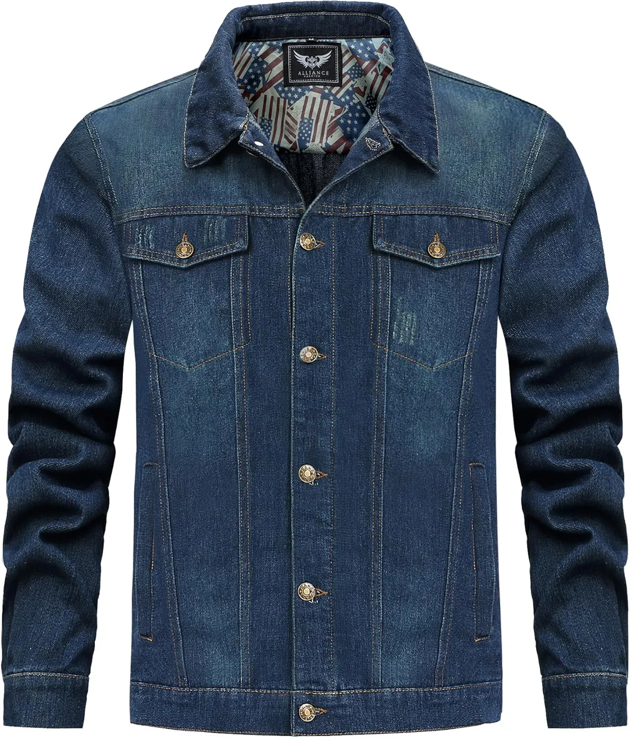 JYG Men's Denim Jacket Casual Slim Fit Jean Jackets Classic Long Sleeve Trucker Jean Coat (Blue-7536,XL)
