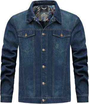 JYG Men's Denim Jacket Casual Slim Fit Jean Jackets Classic Long Sleeve Trucker Jean Coat (Blue-7536,XL)