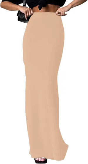 KIFOVEN Women's High Waist Elastic Flare Sexy Bodycon Basic Slim Maxi Skirt