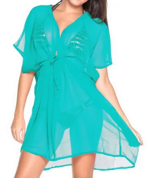 LA LEELA Bikni Swimwear Chiffon Solid Hawaiian Beach Cover Up OSFM 16-32 [W-5X] Sea Green_1329