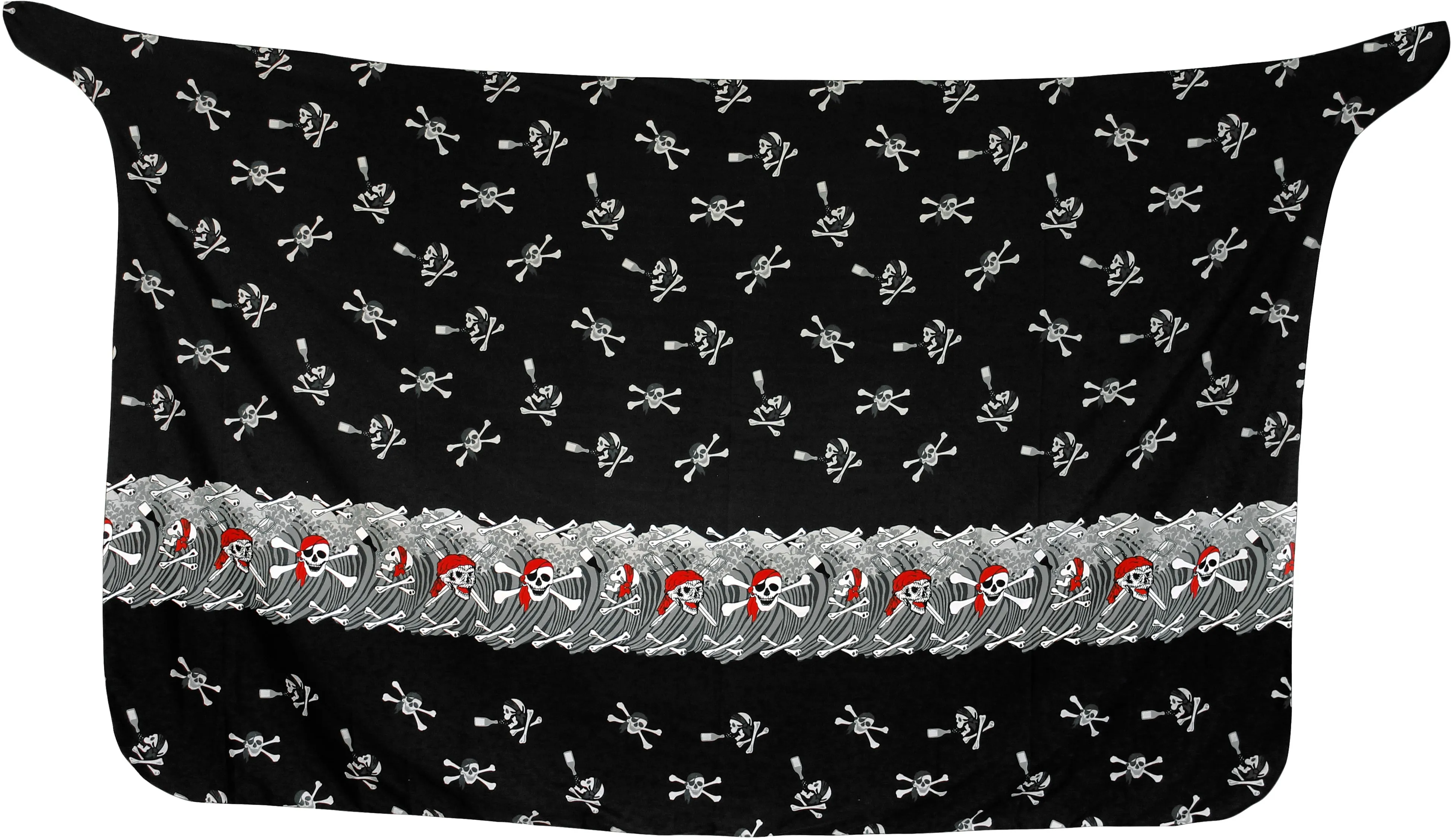 LA LEELA Women Pirate Skulls Skeleton Swimwear Pareo Sarong Bikini Coverups Tie One Size Pirate Black_E425