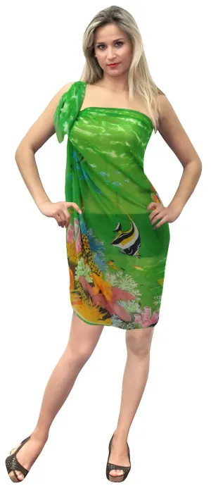 LA LEELA Women's Plus Size Bathing Suit Cover Up Beach Sarong 72"x42" Green_Q165