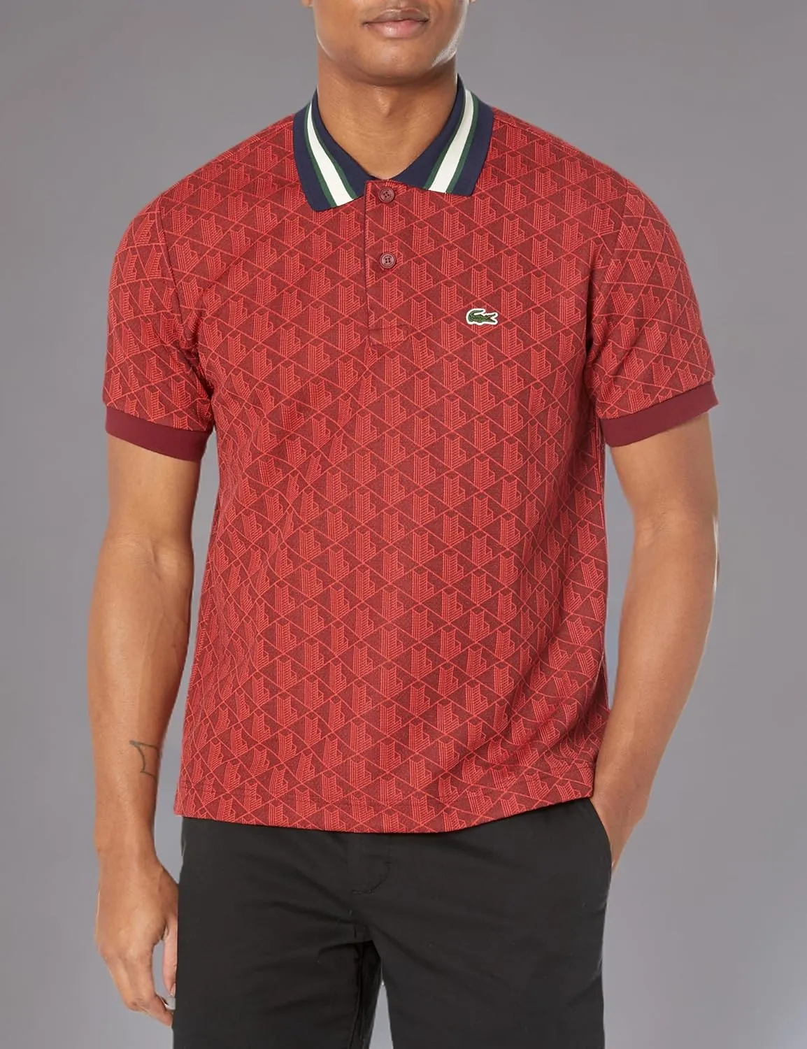 Lacoste Men's Classic Fit Contrast Collar Monogram Polo