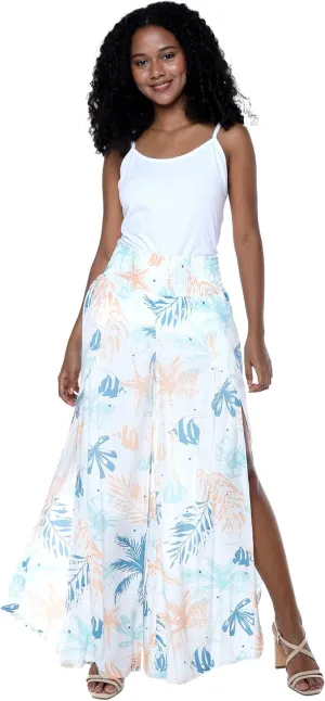 Lady High Slit Wide Leg Pants in Wispy Cereus Black