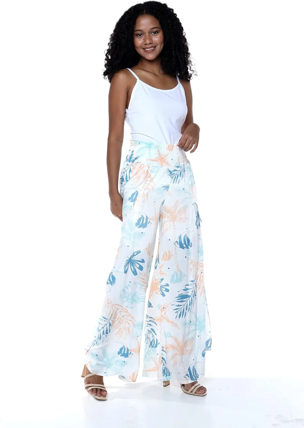 Lady High Slit Wide Leg Pants in Wispy Cereus Black