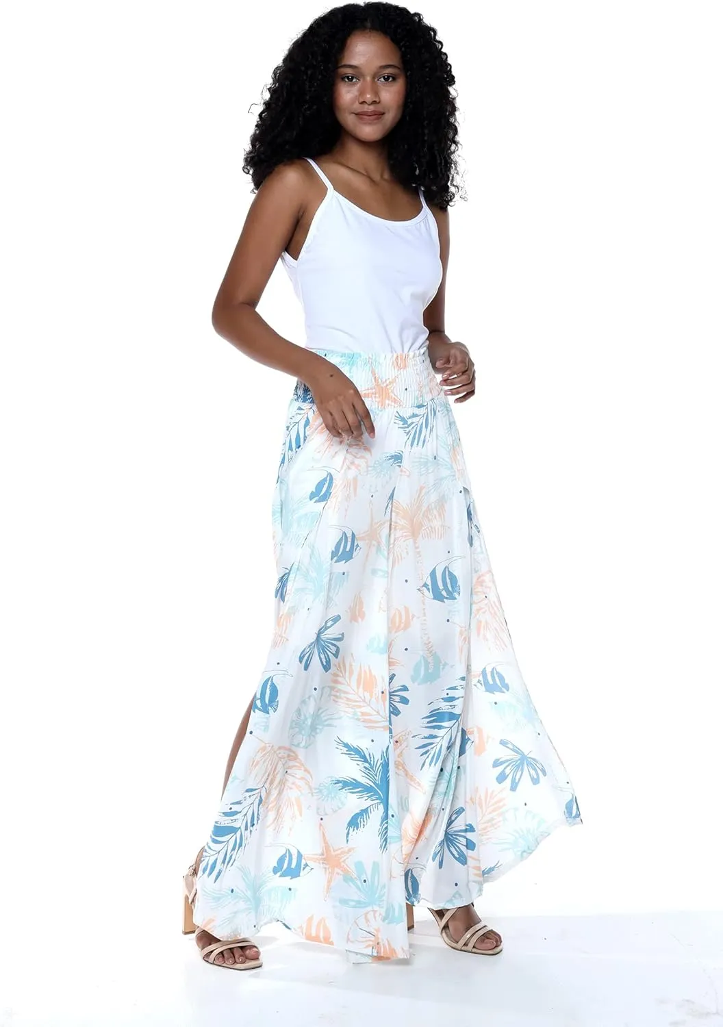 Lady High Slit Wide Leg Pants in Wispy Cereus Black