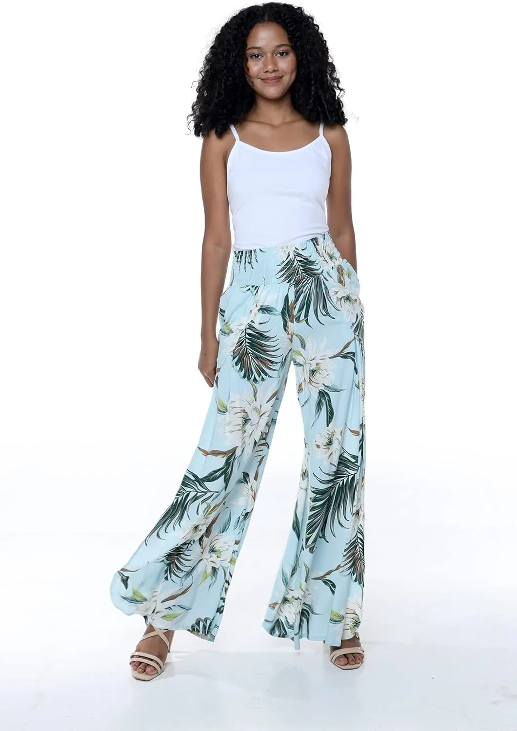 Lady High Slit Wide Leg Pants in Wispy Cereus Black