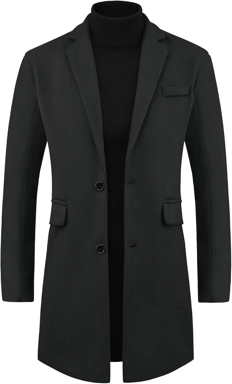 Lars Amadeus Winter Coat for Men's Notched Collar Single Breasted Long Trench Coats