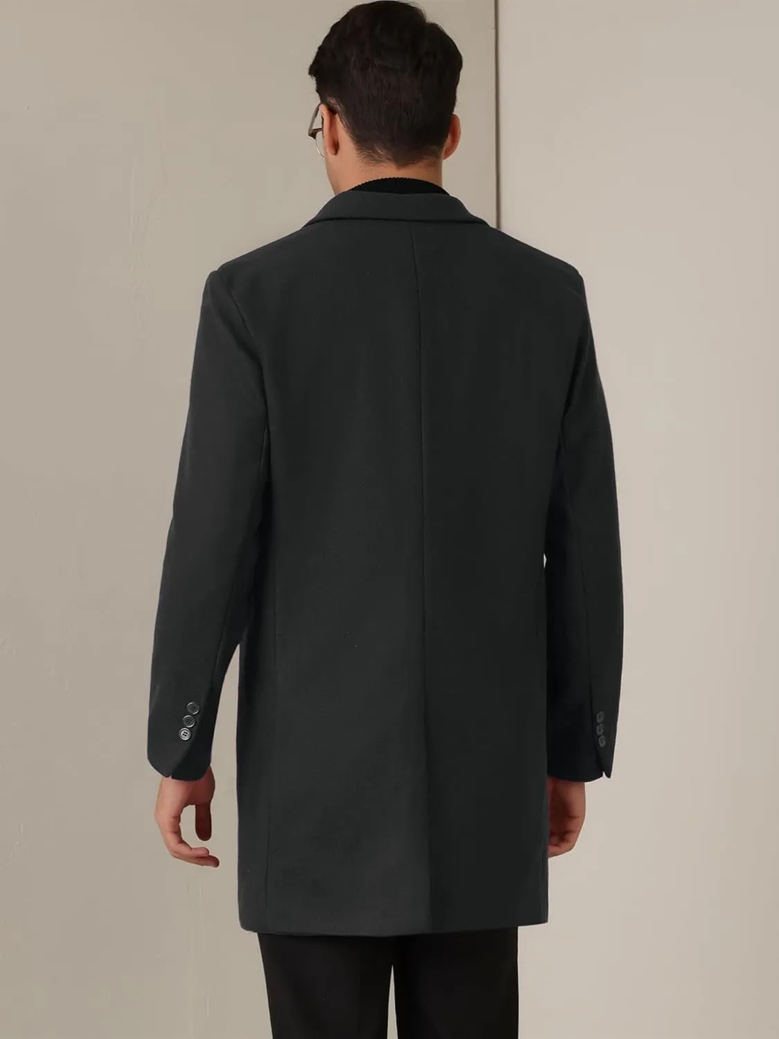 Lars Amadeus Winter Coat for Men's Notched Collar Single Breasted Long Trench Coats