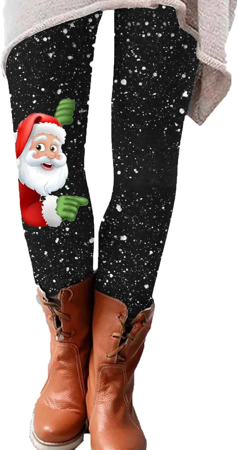 LCMTWX Womens Christmas Leggings Pants Casual Elastic Slim Long Boot Women Pants High Waisted Workout Pants