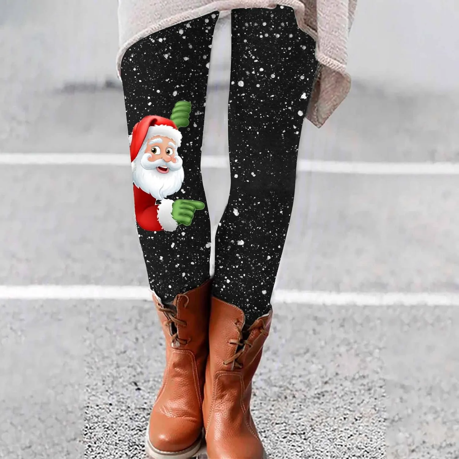 LCMTWX Womens Christmas Leggings Pants Casual Elastic Slim Long Boot Women Pants High Waisted Workout Pants