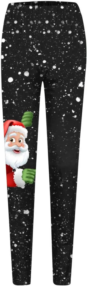 LCMTWX Womens Christmas Leggings Pants Casual Elastic Slim Long Boot Women Pants High Waisted Workout Pants