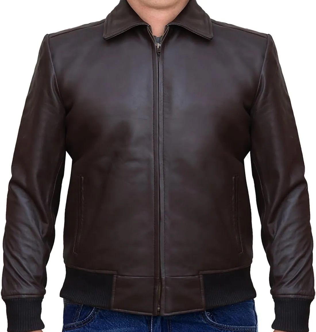 Leather Bomber Jackets for Men with Removable Hooded Real Leather Jacket