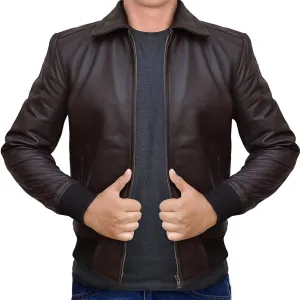 Leather Bomber Jackets for Men with Removable Hooded Real Leather Jacket