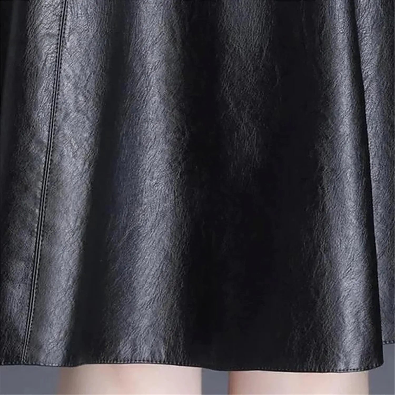 Leather Skirt Women Midi Skirt A-Line Large Size Over The Knee Mid-Length High-Waist Pleated Skirt Winter Lady