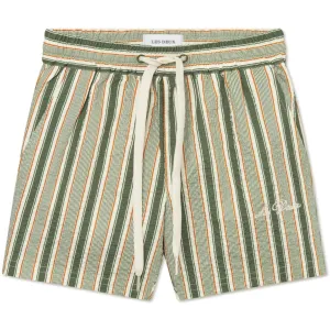 Les Deux Kids Chive Green/Thai Curry Stan Stripe Seersucker Swim Shorts