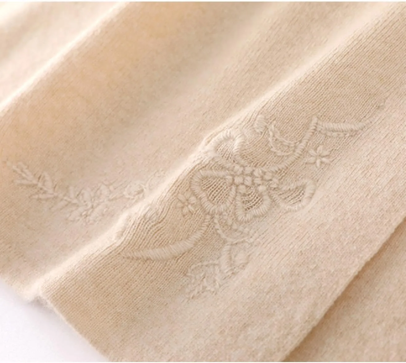 Long Skirt Women's 100% Merino Wool Knit Skirt Ribbed Elastic Waist Embroidered Slit Skirts