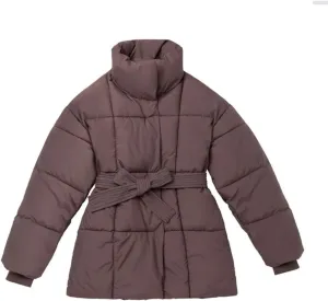 Loose Cotton Padded Down Coats Women Turn-down Collar with Belted Long Sleeve Parkas Autumn Winter Streetwear