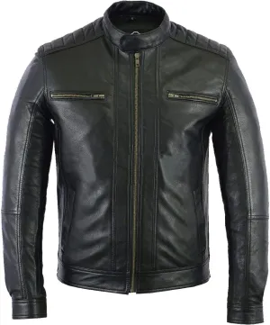 LP-FACON Mens Casual Motorcycle Rider Classic Biker Leather Jacket Collection