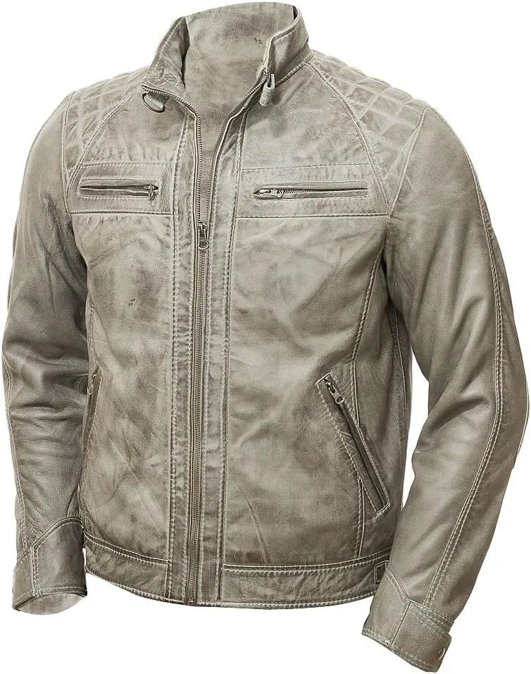 LP-FACON Mens Casual Motorcycle Rider Classic Biker Leather Jacket Collection