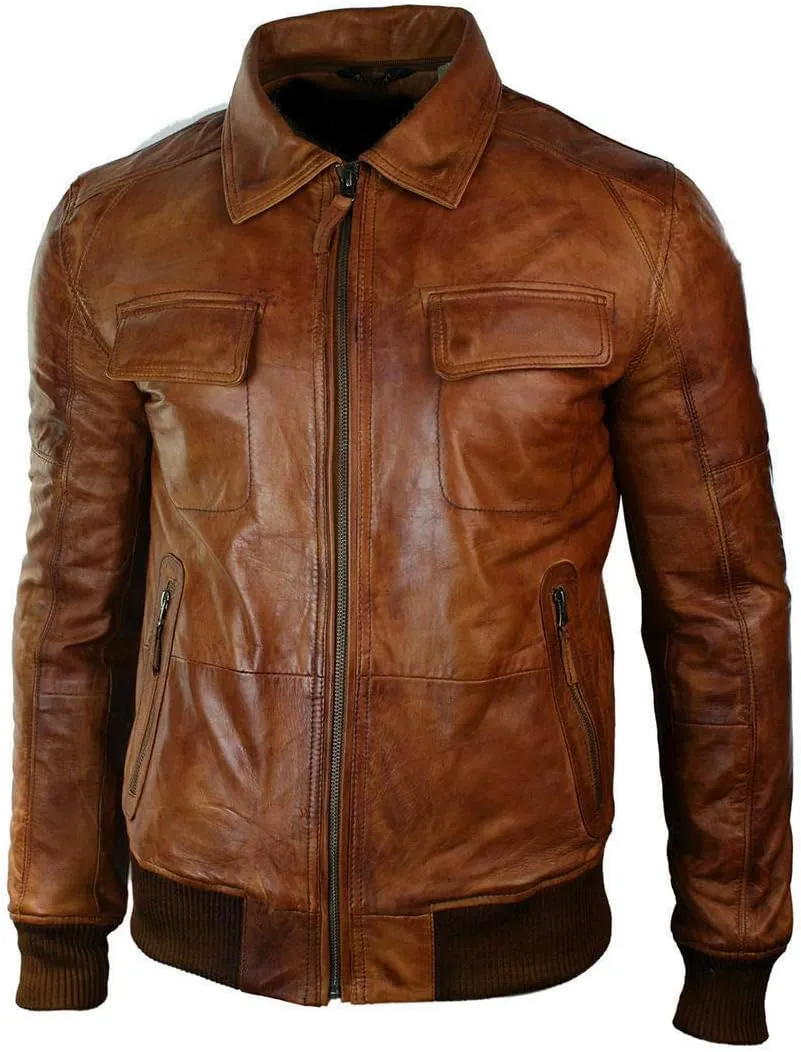 LP-FACON Mens Casual Motorcycle Rider Classic Biker Leather Jacket Collection