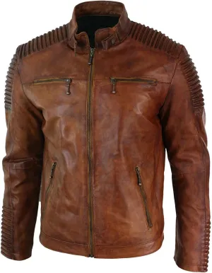 LP-FACON Mens Casual Motorcycle Rider Classic Biker Leather Jacket Collection