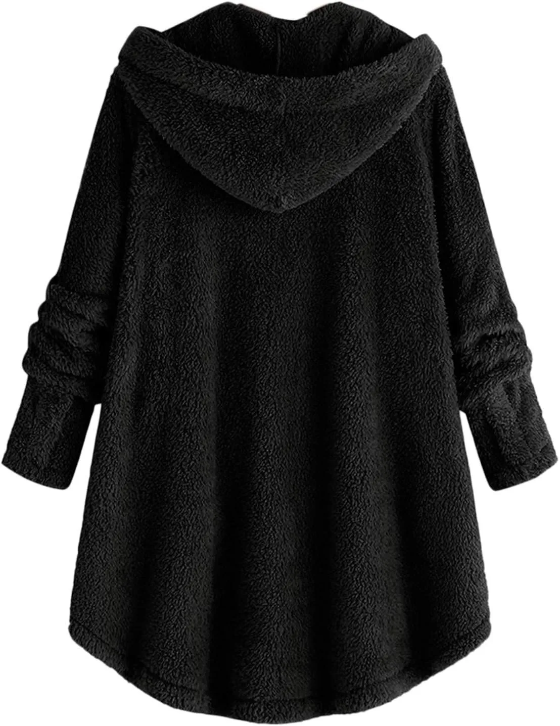 maisdgop Fleece Jackets for Women Cute Cat Ear Fleece Hooded Sweatshirt Solid Warm Winter Oversized Outwear With Pockets