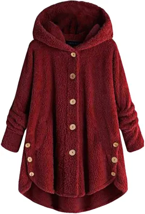 maisdgop Fleece Jackets for Women Cute Cat Ear Fleece Hooded Sweatshirt Solid Warm Winter Oversized Outwear With Pockets