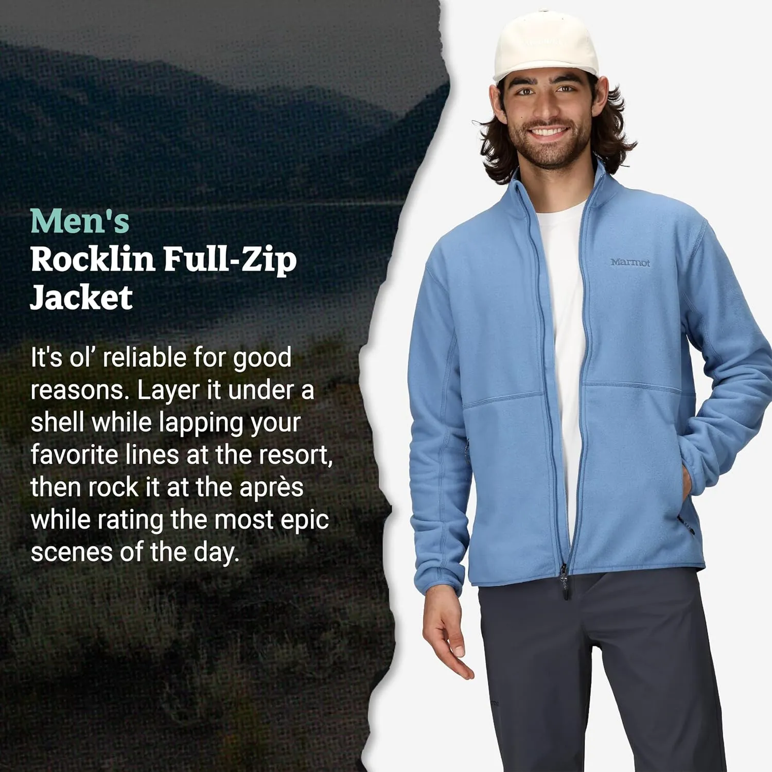 MARMOT Men's Rocklin Full-Zip Jacket - Classic, Warm, Lightweight 100-Weight Fleece Layer