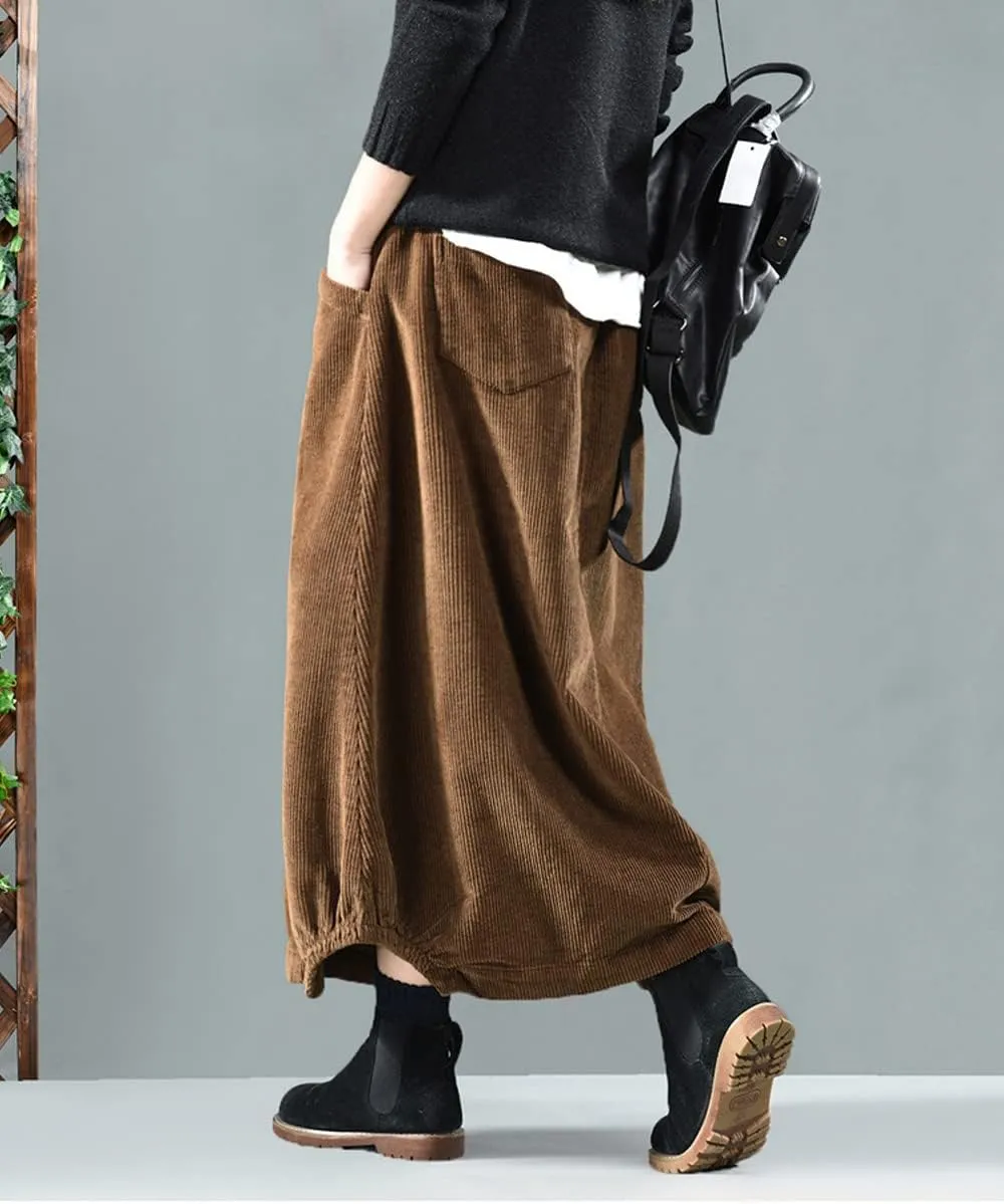 MedeShe Women's Classic High Elastic Waist Autumn Winter Midi Long Skirt