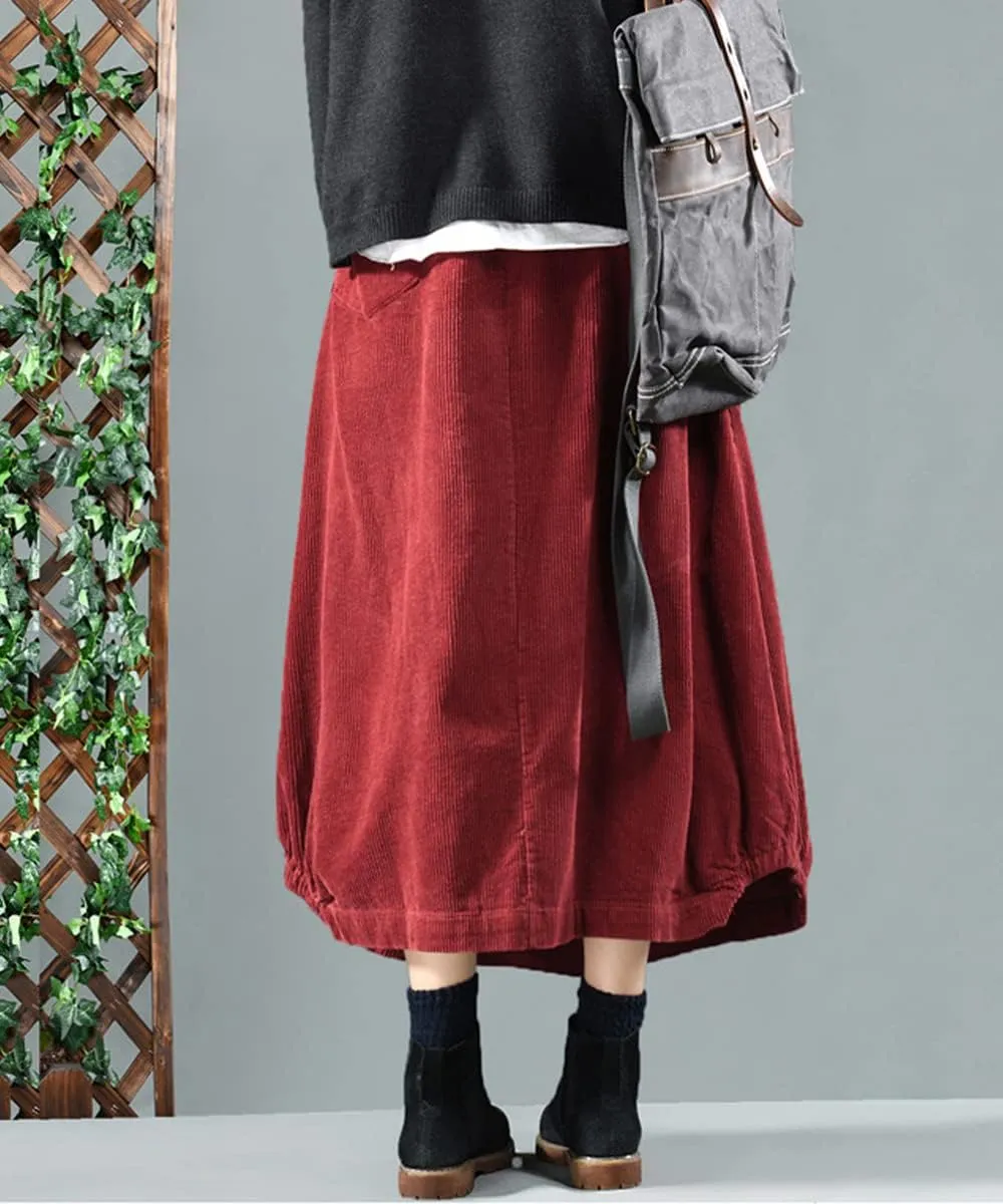 MedeShe Women's Classic High Elastic Waist Autumn Winter Midi Long Skirt