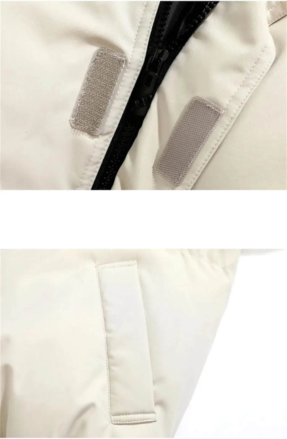Men Drawstring Stand Collar Cotton-Padded Jacket Classic Zipper Thicken Oversized Parka Coat