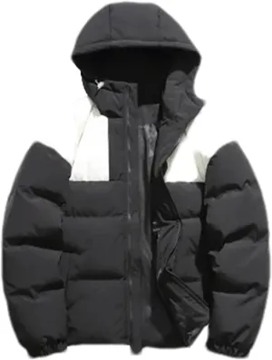 Men Hooded Patchwork Outdoor Zipper Cotton-Padded Classic Thicken Oversized Parka Coat