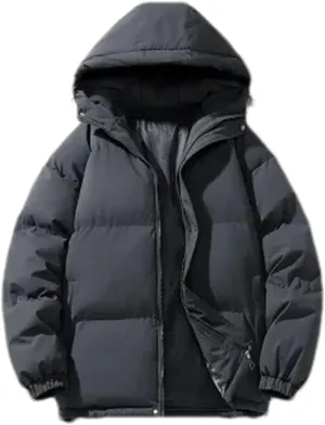 Men Hooded Solid Color Cotton-Padded Classic Outdoor Thicken Oversized Warm Parka Coat